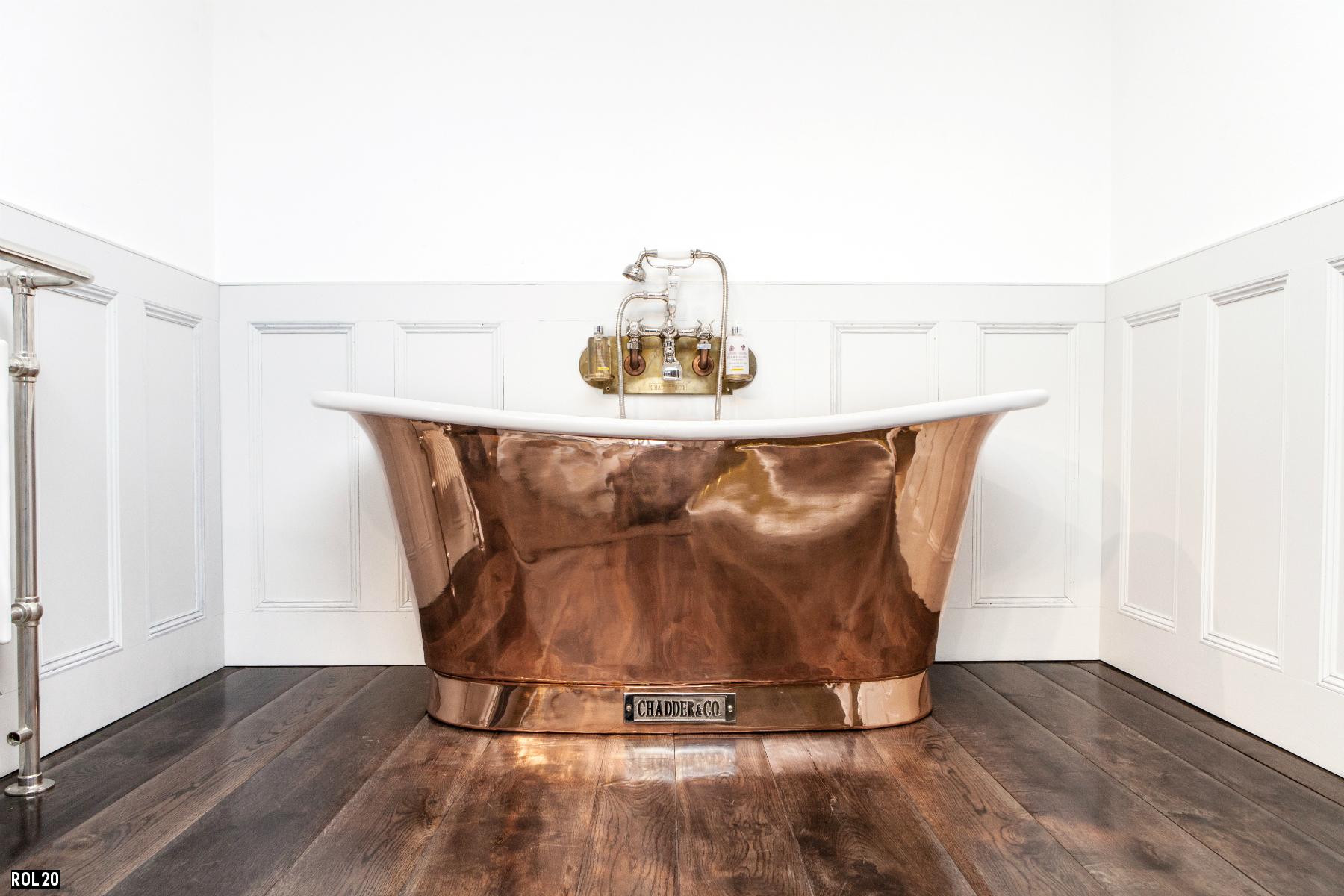 Rolax in a Chadder Copper Bath Tub , Copper Bath , Copper in Bathrooms